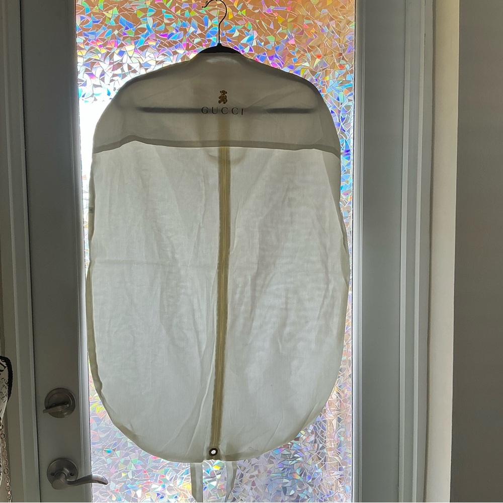 Gucci White Garment Bag with Gold Detail